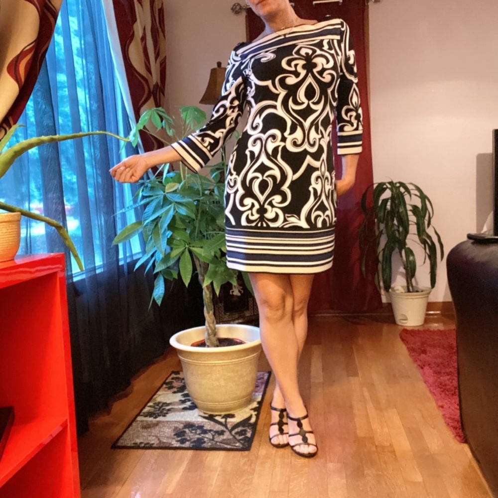 WHBM 3/4 Sleeve Boat Neck Dress.